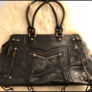 Rebecca Minkoff black leather moto-style bag